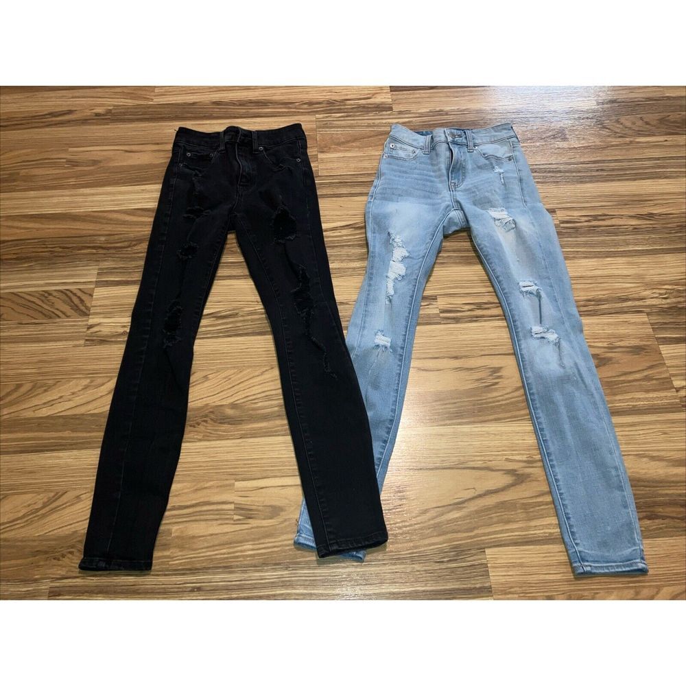 Aeropostale Black & Blue Denim High Rise juniors Jeans Women's Sz 0 & 00‎ Long